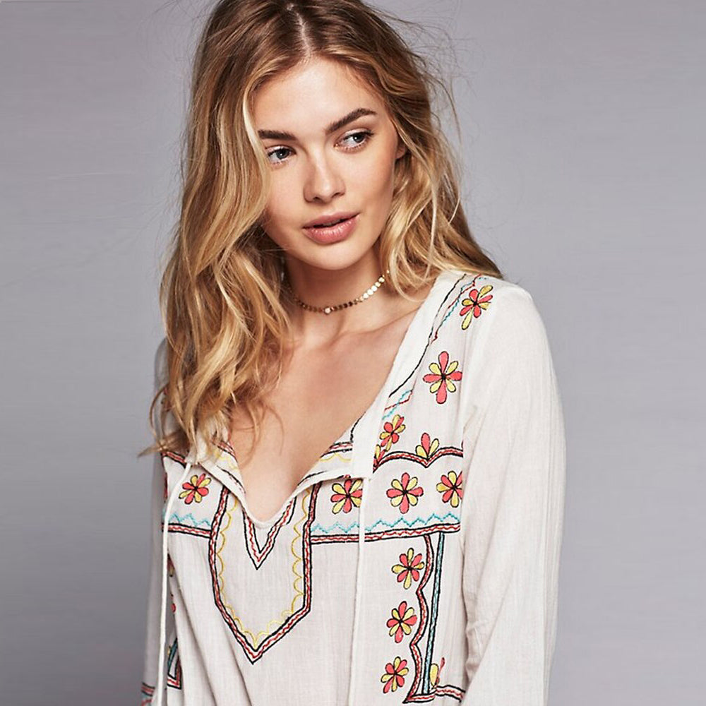 Bohemian Embroidered Tassel Maxi Dress