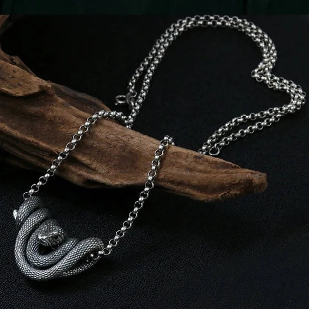 Coiled Kundalini Snake Large Pendant 925 Sterling Silver