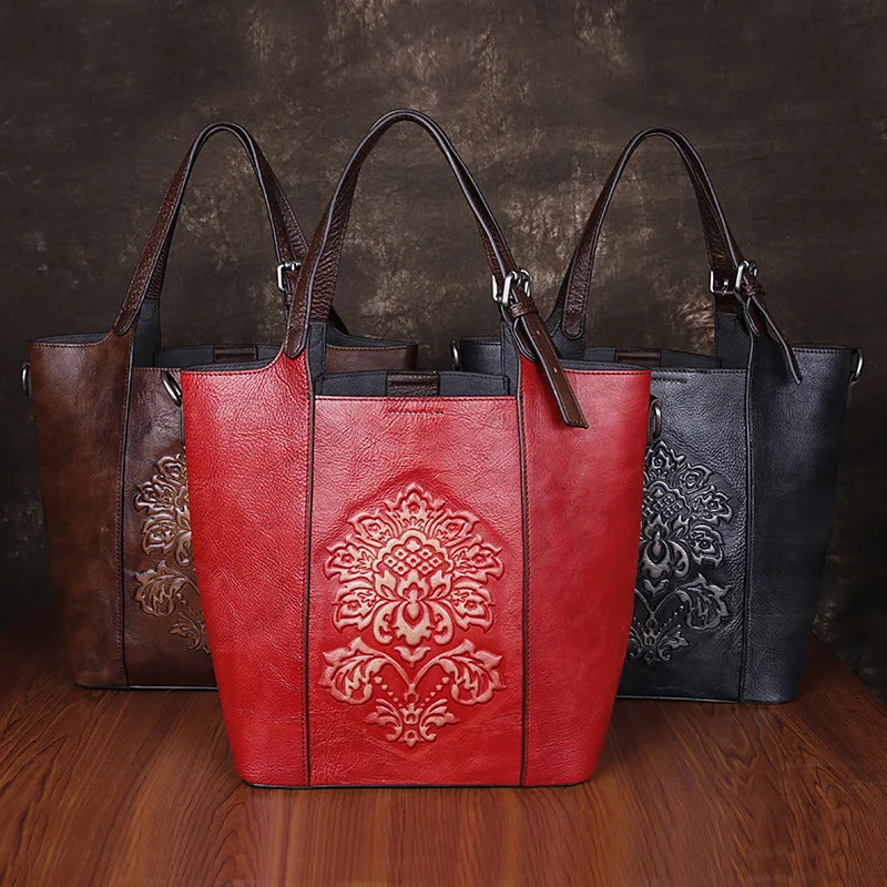 Handmade Embossed Large Luxury Handbag