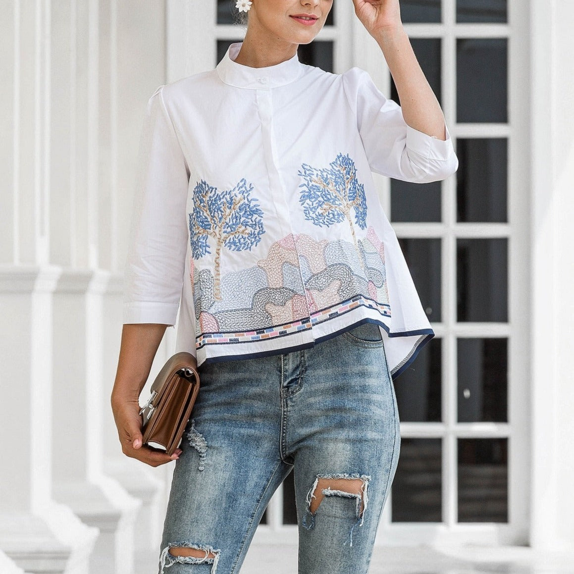 Landscape Embroidered Blouse