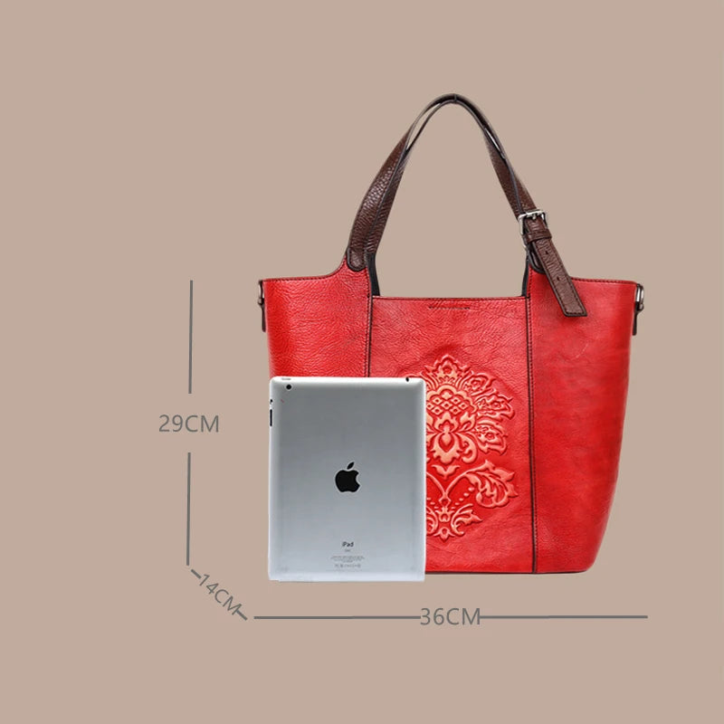 Handmade Embossed Large Luxury Handbag