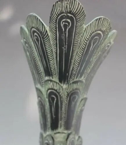 Elegant Antique Bronze Peacock Sculptured Vase: A Symbol of Grace and Beauty for Home Decor
