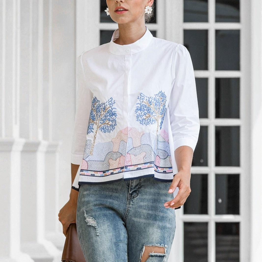 Landscape Embroidered Blouse