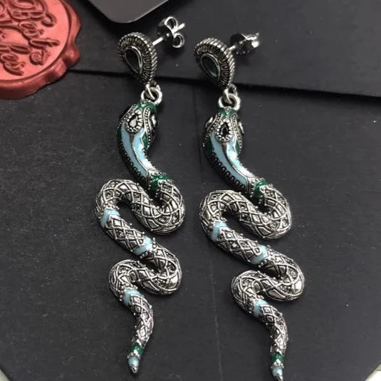 Kundalini Snake Bohemian 925 Sterling Silver Drop Earrings