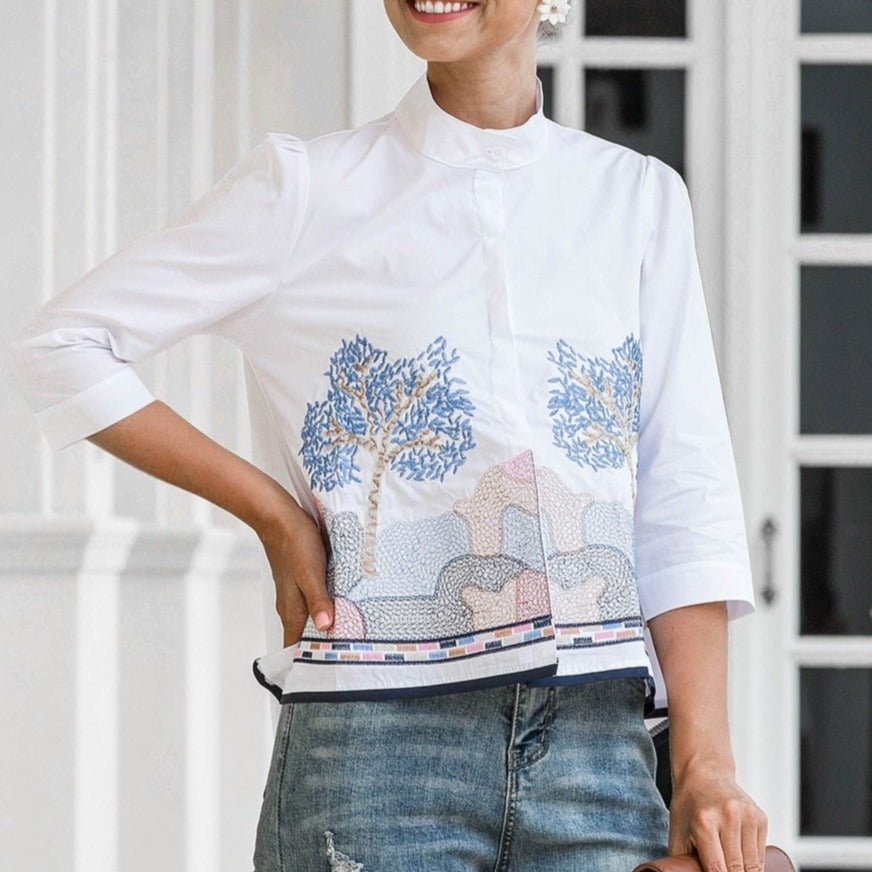 Landscape Embroidered Blouse