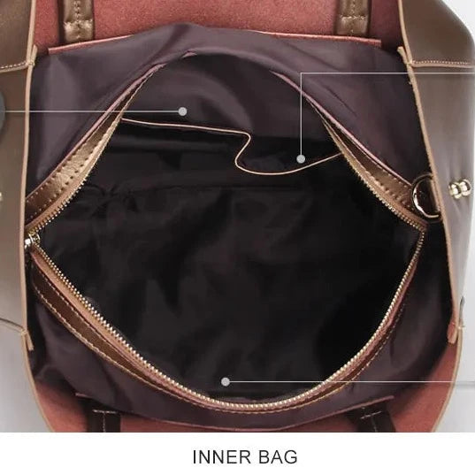 Silver Genuine Leather Shoulder Bag