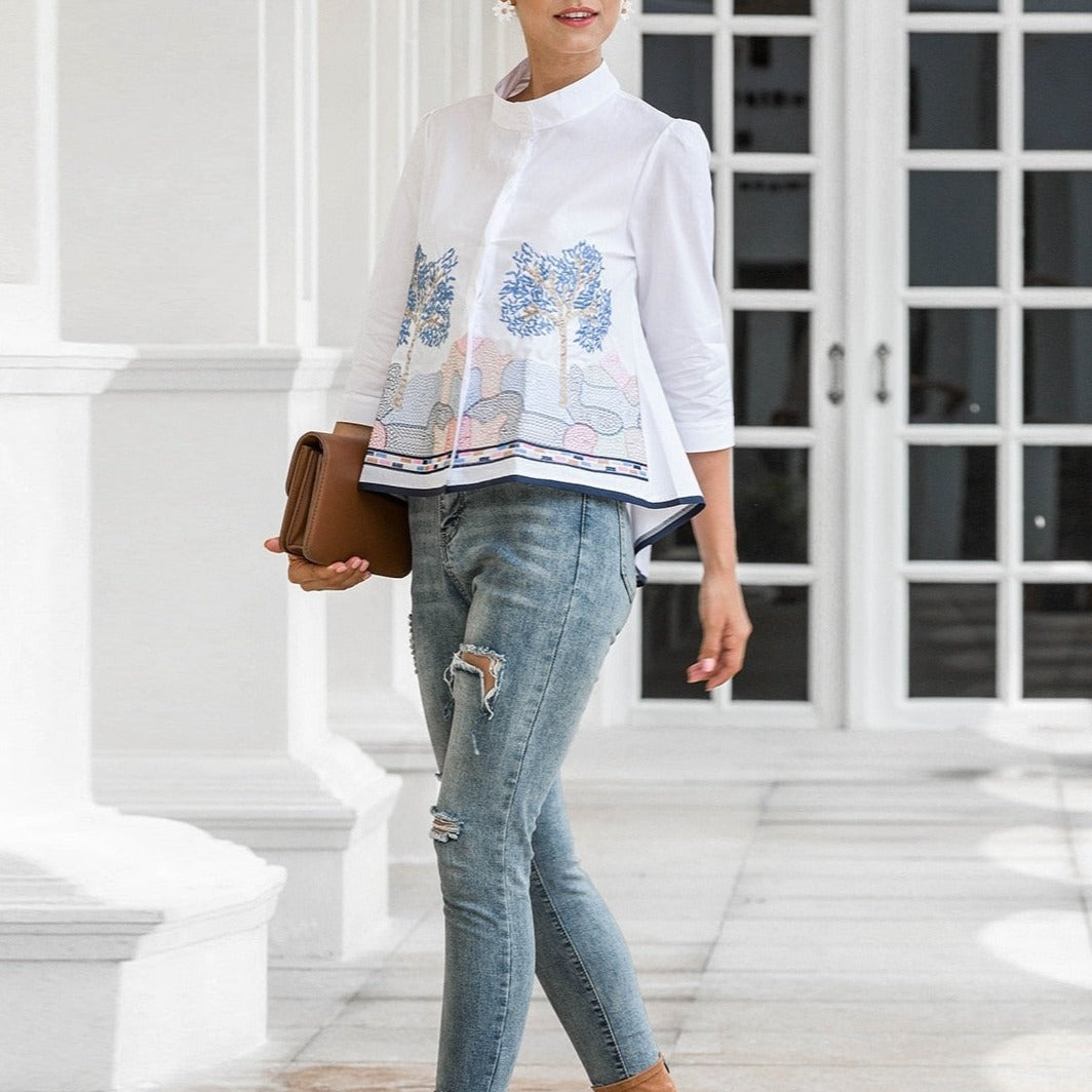 Landscape Embroidered Blouse