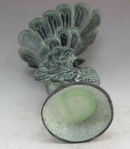 Elegant Antique Bronze Peacock Sculptured Vase: A Symbol of Grace and Beauty for Home Decor