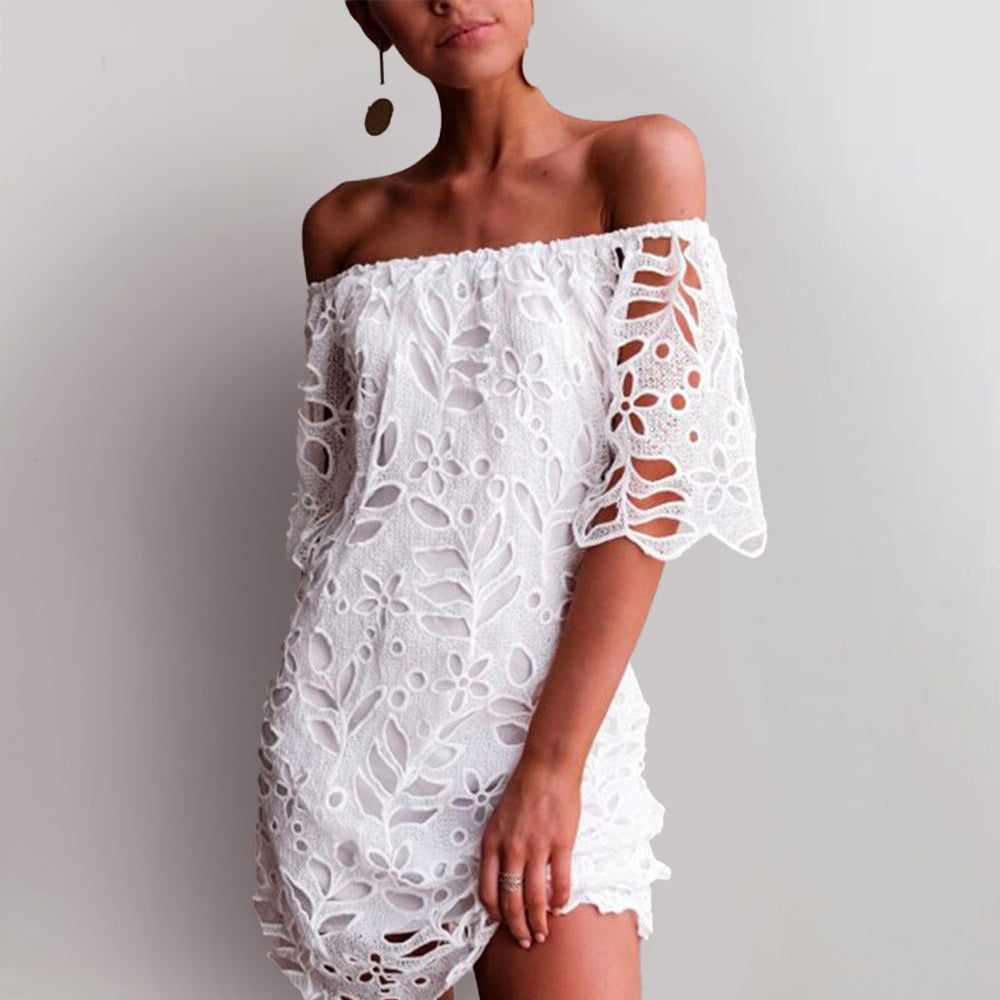 Hollow-Out Off-Shoulder Mini Dress