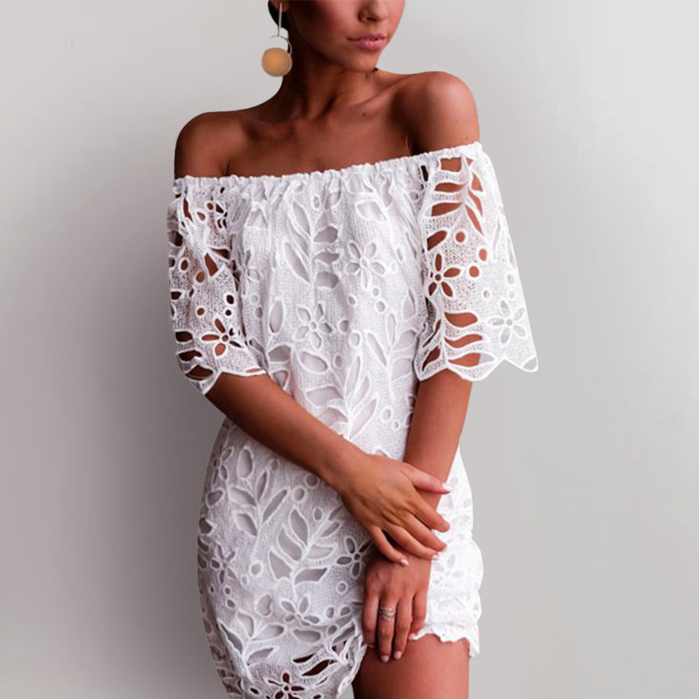 Hollow-Out Off-Shoulder Mini Dress