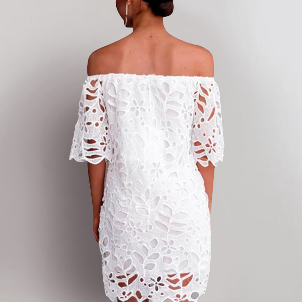 Hollow-Out Off-Shoulder Mini Dress