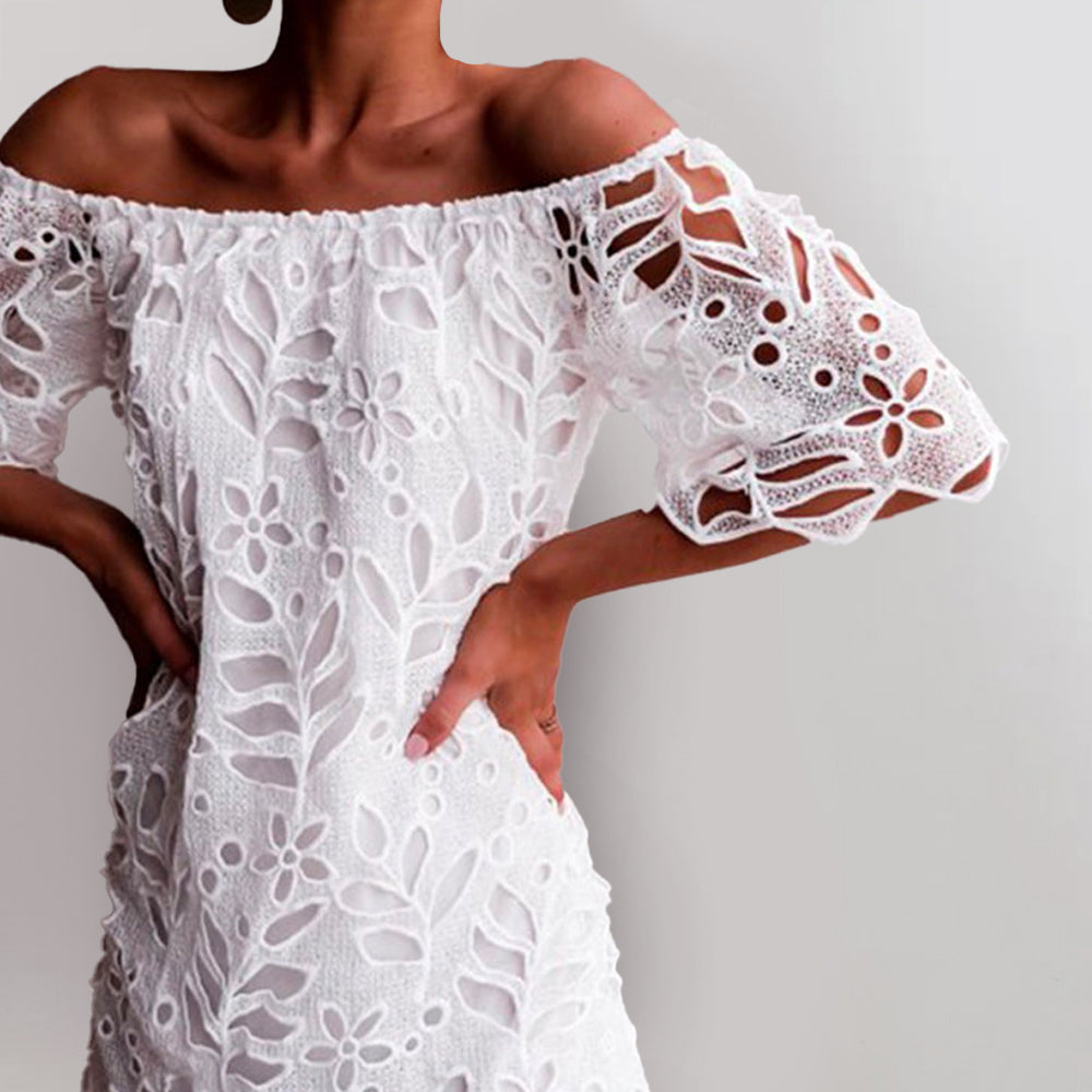 Hollow-Out Off-Shoulder Mini Dress