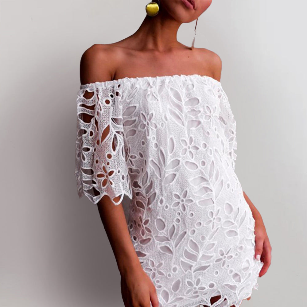 Hollow-Out Off-Shoulder Mini Dress