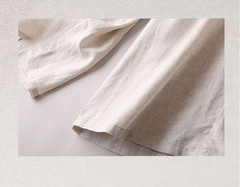 Light Linen Embroidered Waist Pants