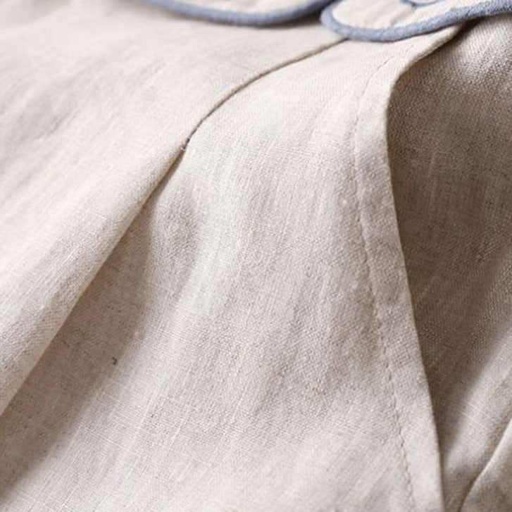 Light Linen Embroidered Waist Pants