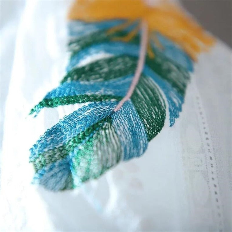Feathers Embroidered Top