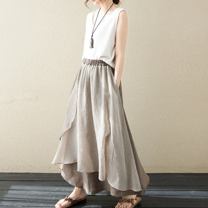 Asymmetrical Long Cotton Hemp Skirt