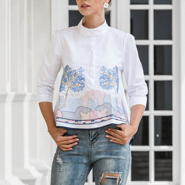 Landscape Embroidered Blouse