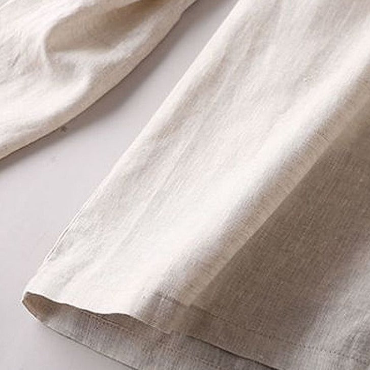Light Linen Embroidered Waist Pants