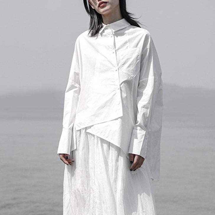 Asymmetrical White Statement Shirt
