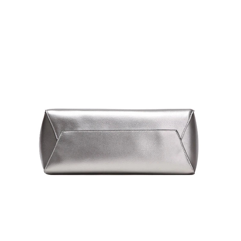 Silver Genuine Leather Shoulder Bag