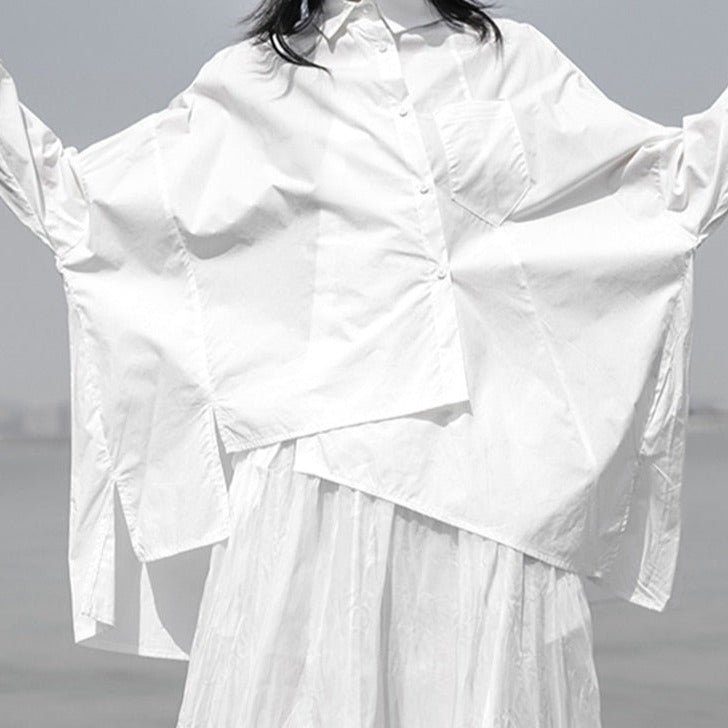 Asymmetrical White Statement Shirt