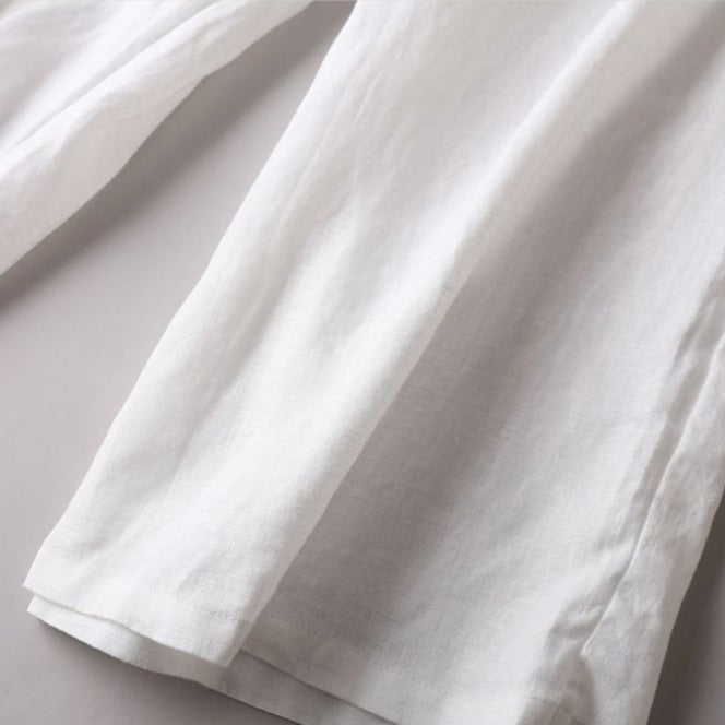 Light Linen Embroidered Waist Pants