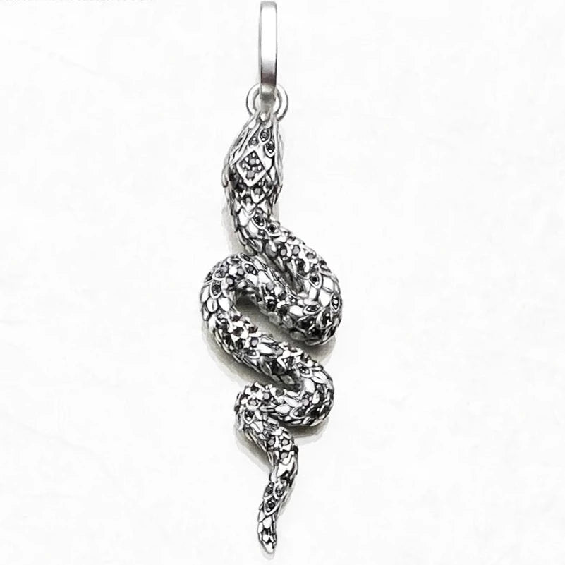 Blackened Mystical Kundalini Snake Pendant - Handcrafted 925 Sterling Silver Necklace