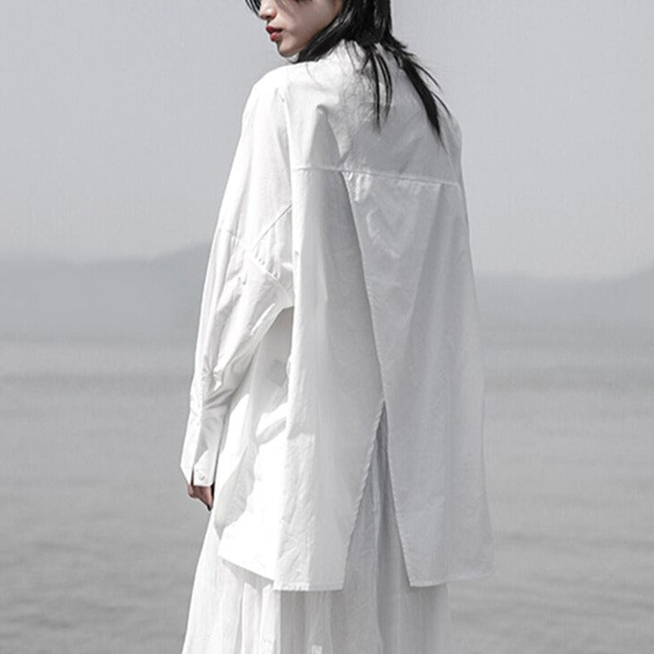 Asymmetrical White Statement Shirt