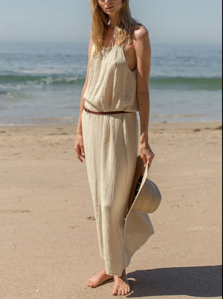 Cotton Spaghetti Strap Casual Loose Elegant Dress