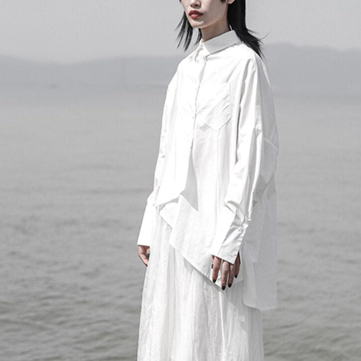 Asymmetrical White Statement Shirt