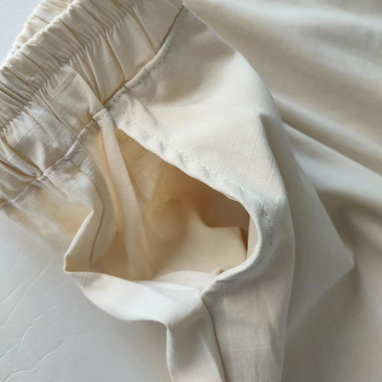Linen Wide-leg Slit Side Pants
