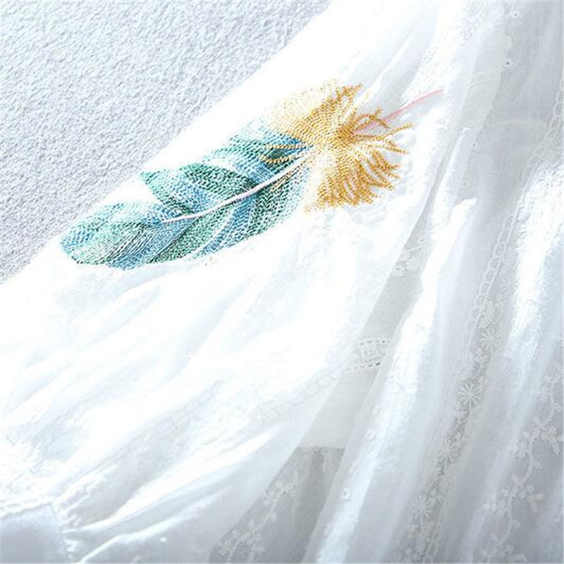 Feathers Embroidered Top