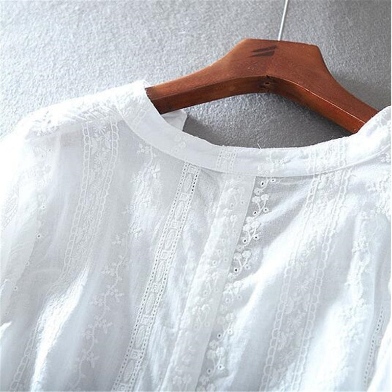 Feathers Embroidered Top