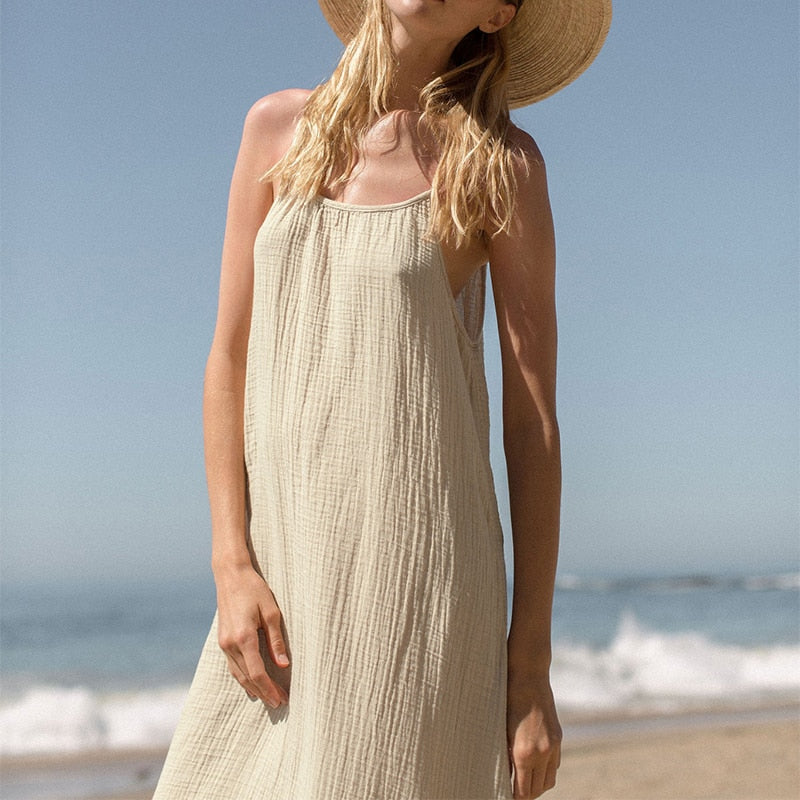 Cotton Spaghetti Strap Casual Loose Elegant Dress