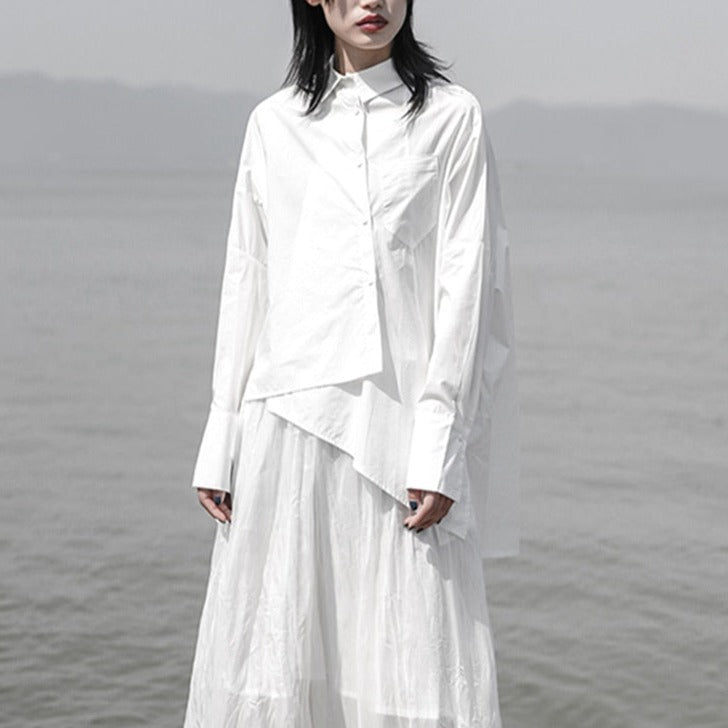 Asymmetrical White Statement Shirt