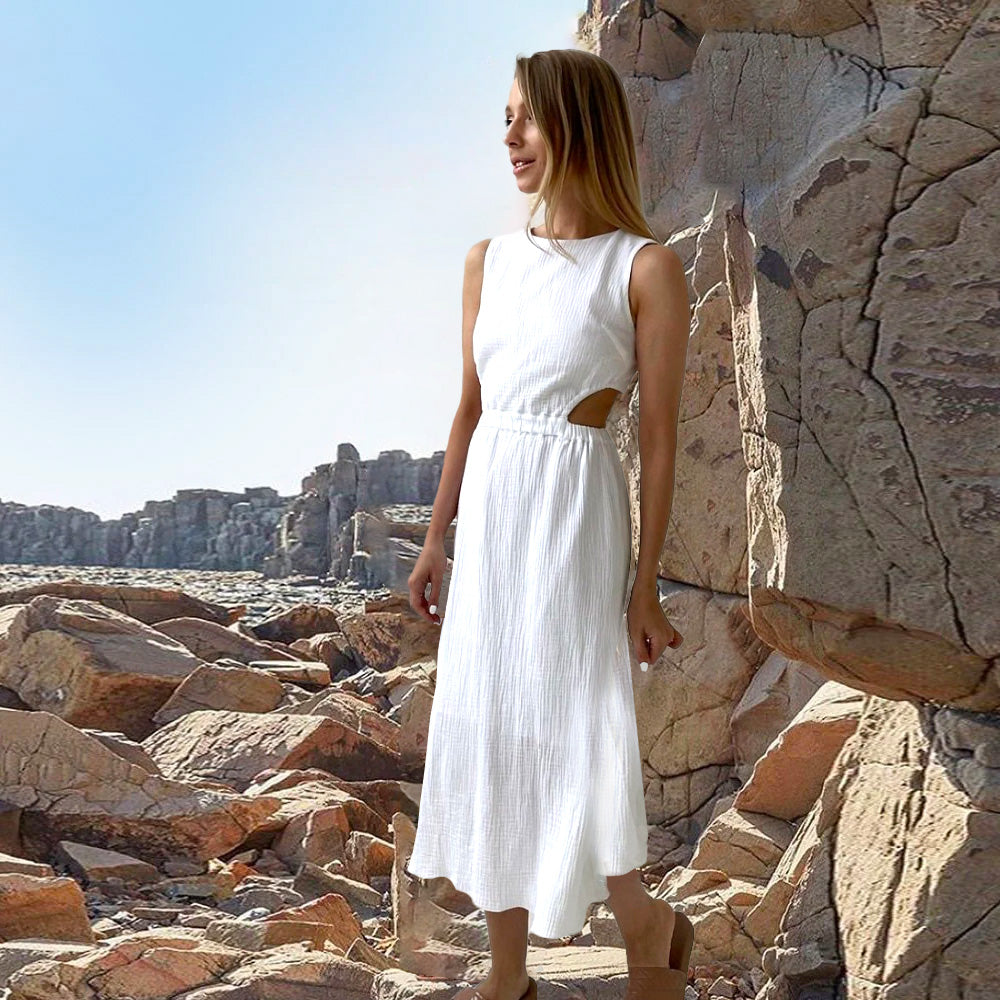 Sleeveless Cut out Sides Midi Dress