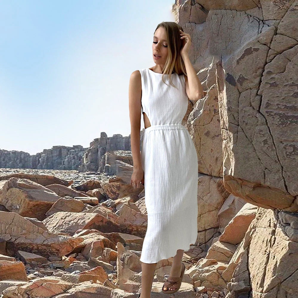 Sleeveless Cut out Sides Midi Dress