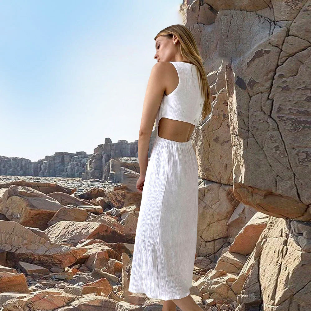 Sleeveless Cut out Sides Midi Dress