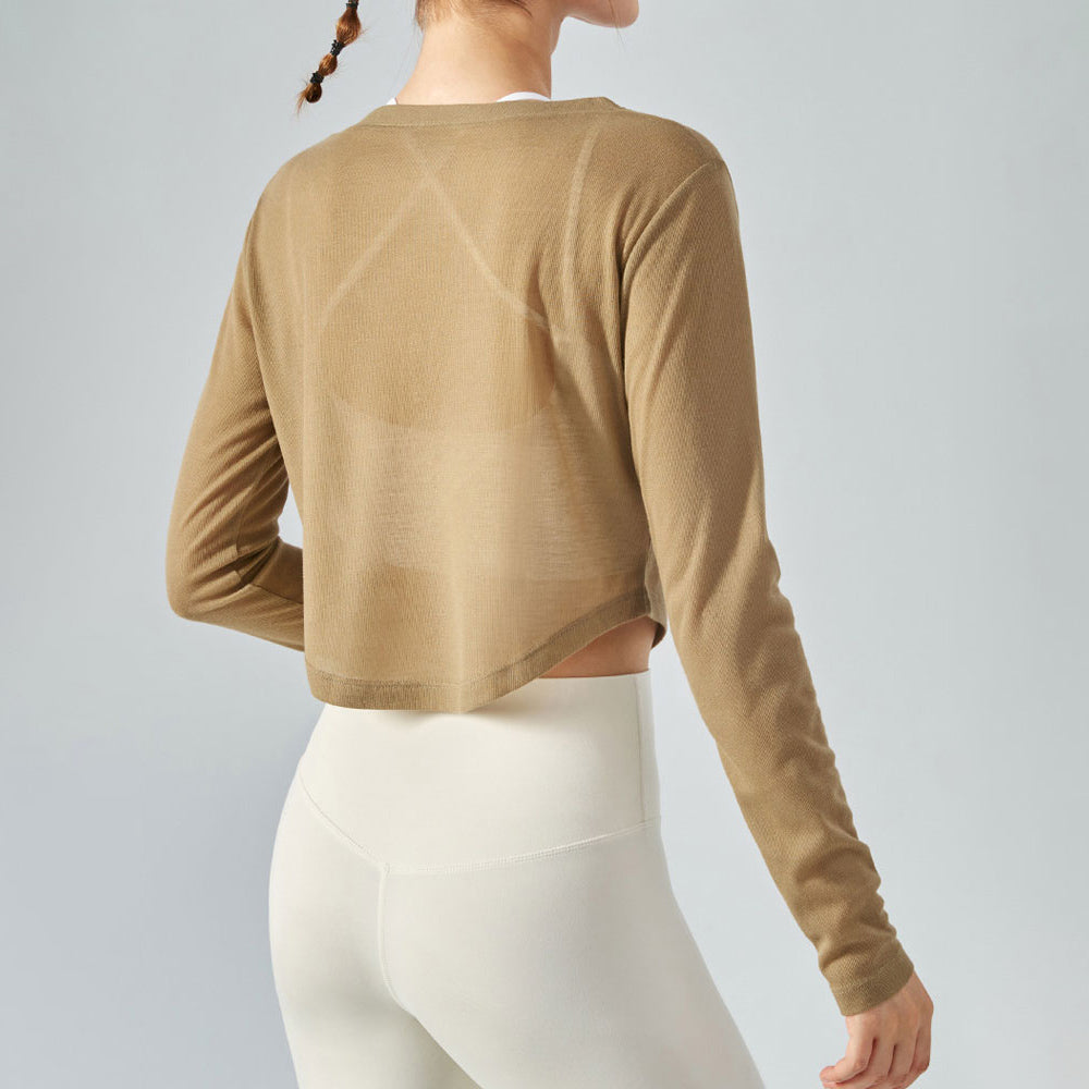 Thin V-Neck Long Sleeve Yoga Top