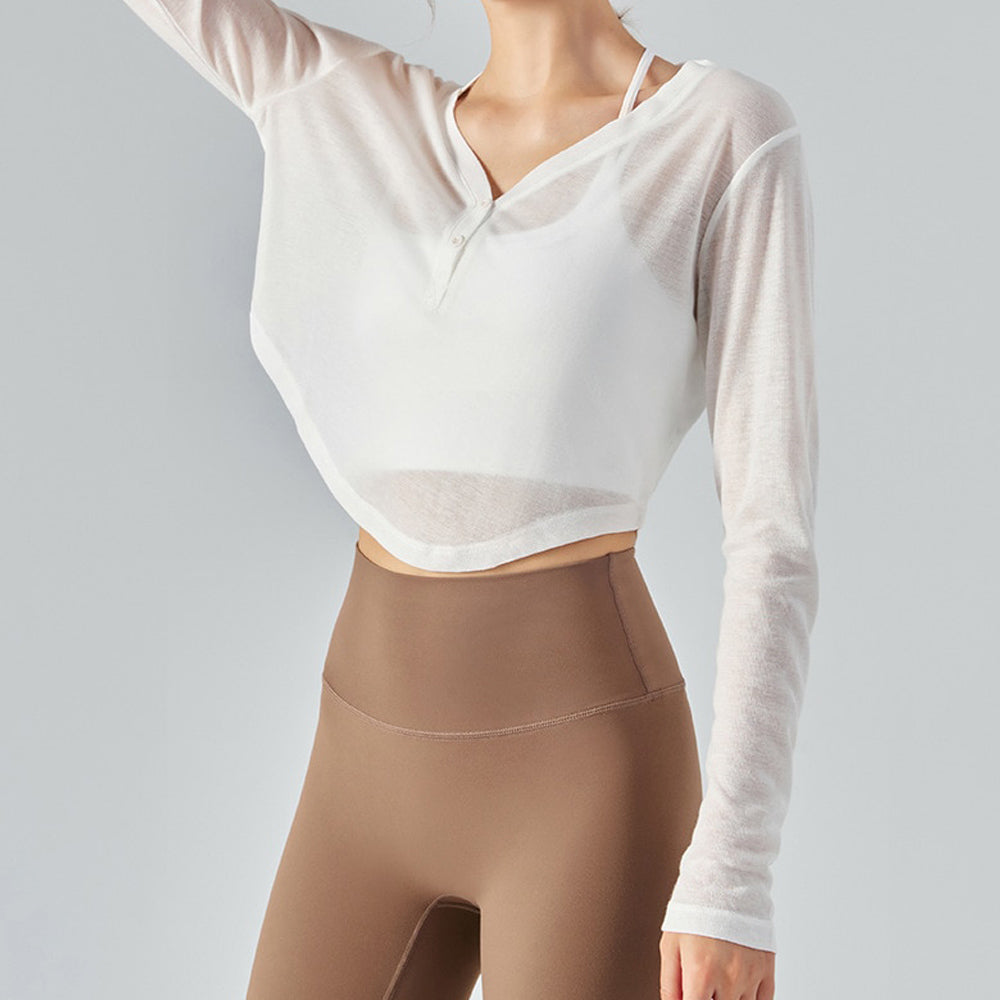 Thin V-Neck Long Sleeve Yoga Top