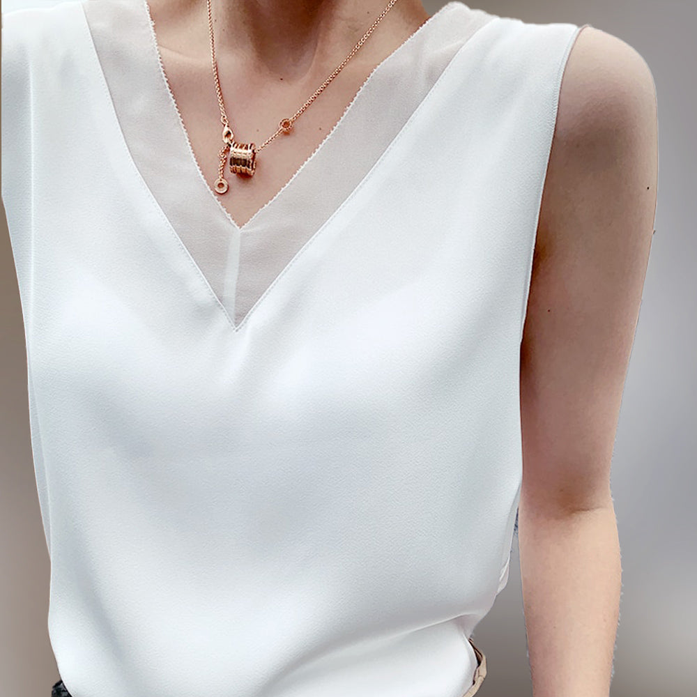 Vegan Satin Silk Sleeveless Top
