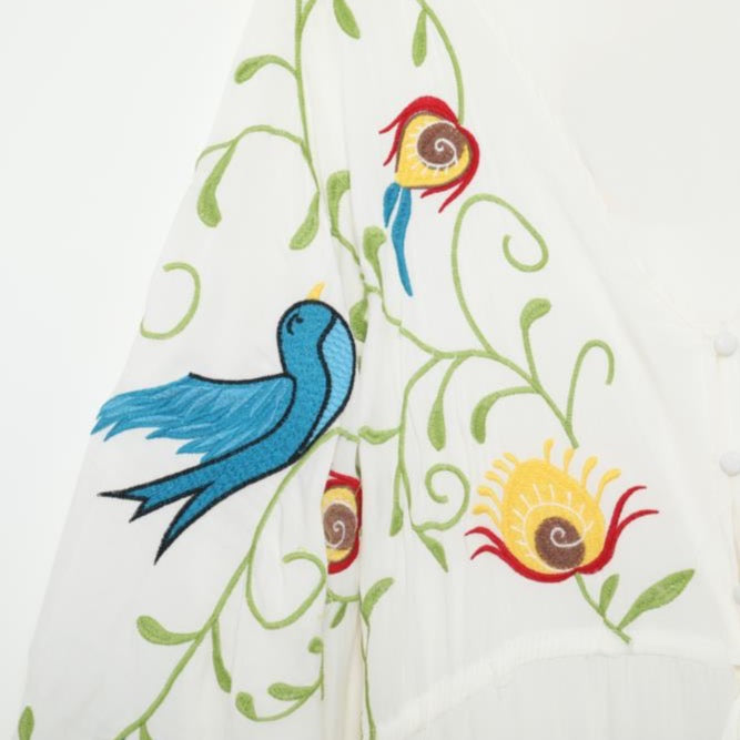 Bohemian Embroidered Flora & Fauna Maxi Kimono - Exquisite, Versatile Cover-Up