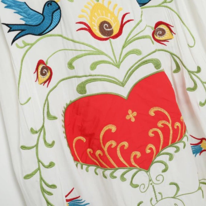 Bohemian Embroidered Flora & Fauna Maxi Kimono - Exquisite, Versatile Cover-Up