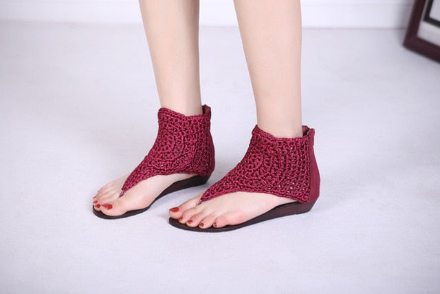 Women Leather Roman Gladiator Sandals