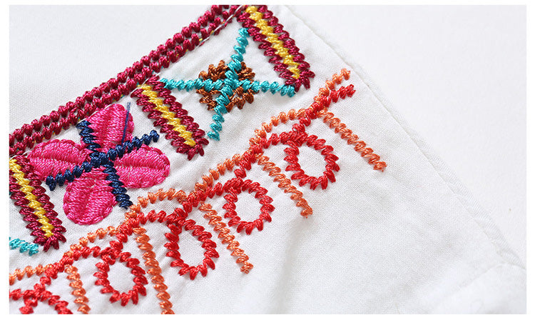 Boho Style Elegant Embroidery Cotton Long Dress
