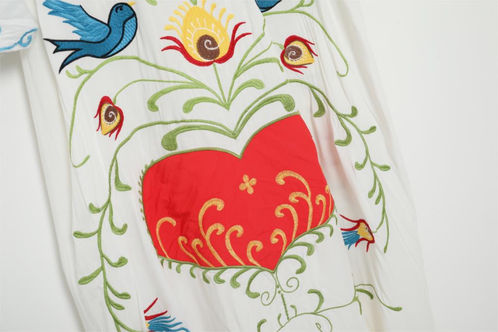 Bohemian Embroidered Flora and Fauna Maxi Cover-Up