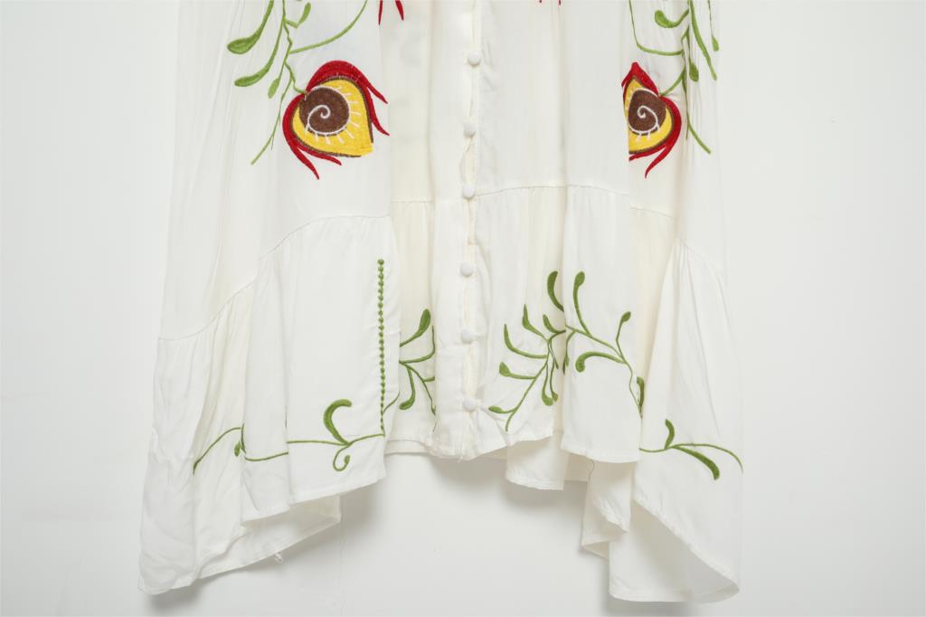 Bohemian Embroidered Flora and Fauna Maxi Cover-Up