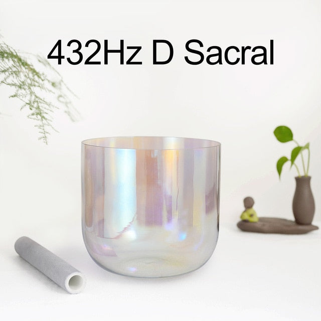 432Hz 7 Inch Color Clear Cosmic Light Chakra Alchemy Crystal Singing Bowl