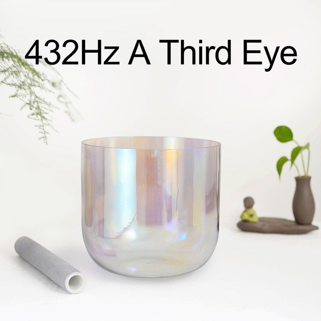 432Hz 7 Inch Color Clear Cosmic Light Chakra Alchemy Crystal Singing Bowl